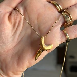 Sterling silver gold plated shark tooth necklace